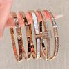 Rose gold titanium steel bracelet women's high-grade bracelet light luxury niche zircon bracelet plain ring bracelet jewelry