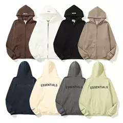 FEAR OF GOD ESSENTIALS Double Line FOG Zipper Cardigan Sweater High Street Hooded Fleece Jacket
