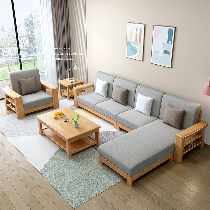 中式实木沙发组合现代客厅简约小户型沙发经济型原木沙发家具