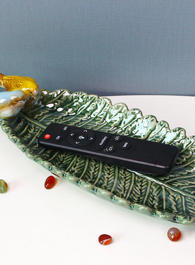 新款田园陶瓷小鸟清新树叶环保绿色茶几果盘香皂盒杂物收纳盘摆件