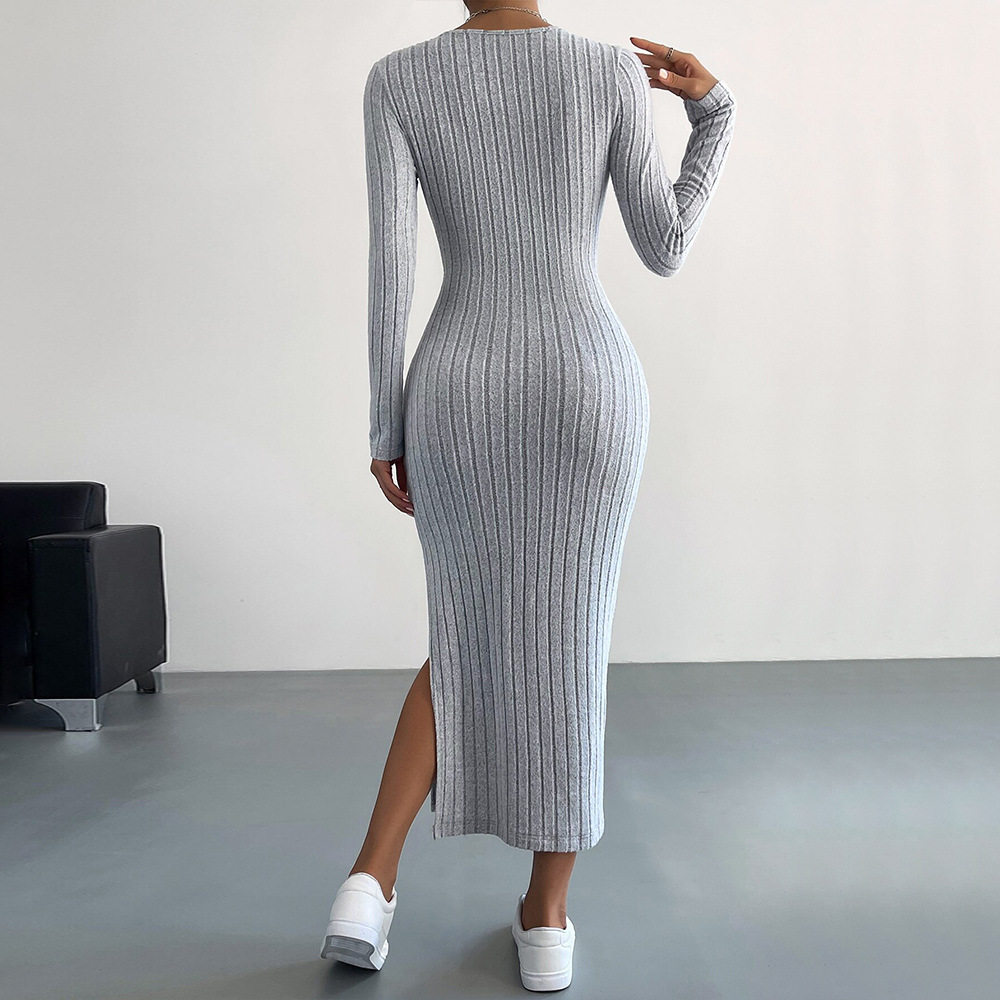 Chic Midi Bodycon Dress Slim Fit Side Slit Comfortable Fabric Spring Summer Casual Wear for Petite Sizes Wholesale