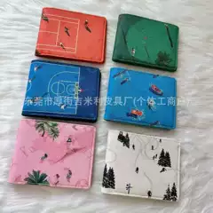 Cross-Border Unisex Vacation Series Short Suit Wallet Lujia New Slender Large Capacity Wallet Passport