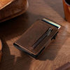 New Genuine Leather Men's Wallet Automatic Pop-up Credit Card Box Ultra-thin RFID Anti-theft Card Bag Metal Card Case
