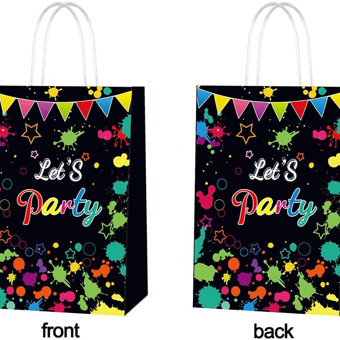 LET'S Theme Luminous Paper Bag Cross-border E-commerce Amazon Birthday Party Fluorescent Kraft Paper Bag Candy Bag