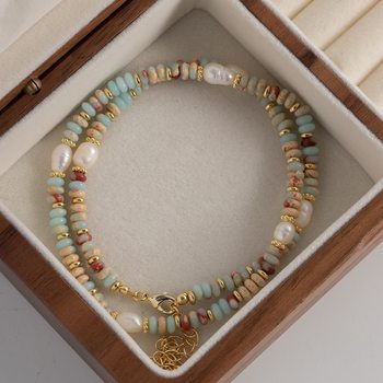 Shoushan Stone Cross-Border Jewelry Freshwater Pearl Necklace Clavicle Chain Natural Stone Necklace Beaded Accessories Women's Layered Necklace