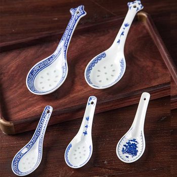 Small Spoon Household Ceramic Spoon Jingdezhen Blue and White Exquisite Porcelain Tableware Small Soup Spoon Chinese Rice Spoon Small Spoon Spoon Spoon