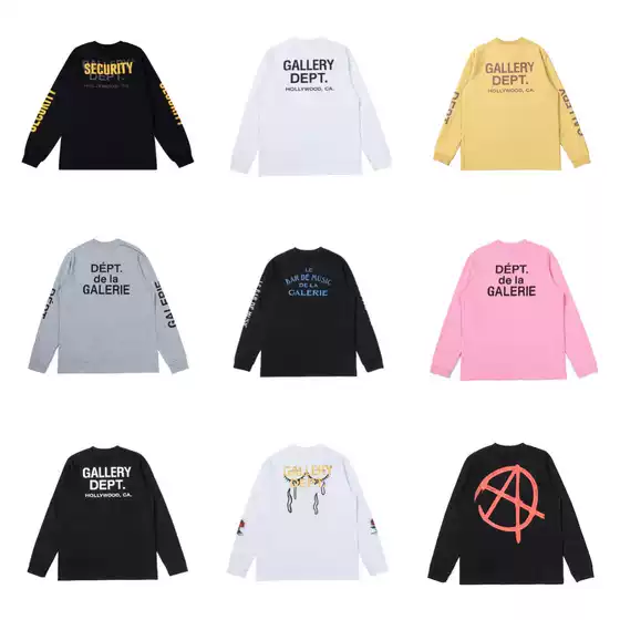 Cross-border foreign trade GALLERY DEPT slogan letters casual loose long sleeve T-shirt men and women high quality cotton