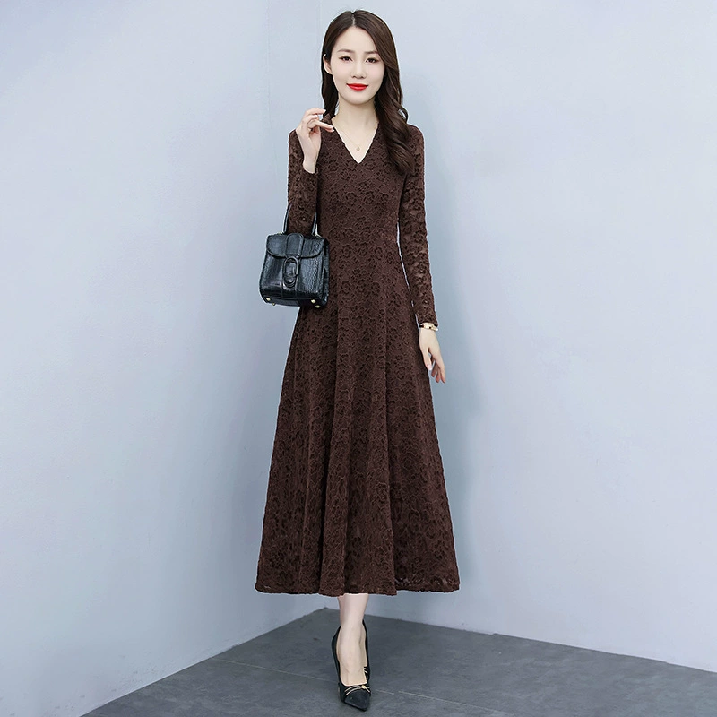 Chỉ Size 2Xl Sale Sốc: Váy Đầm Liền Thân Nữ Hatdli Dài Tay Hàng Mùa Xuân Thu Đông Thời Trang Nữ Chất Liệu Ren G04 Sản Phẩm Mới, (Miễn Phí Vận Chuyển Toàn Quốc).