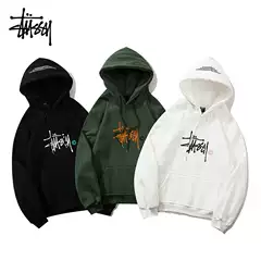 2025 autumn and winter new European and American fashion STU parade embroidery fleece-lined hooded couples fashion Joker sweater women