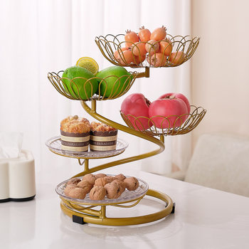 Iron Multi-Layer Fruit Plate Scandinavian High-End Ins Fruit Basket High-Value Living Room Home Coffee Table Fruit Plate