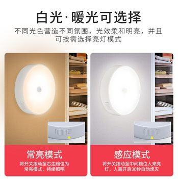 Led Rechargeable Wireless Magnetic Human Body Sensor Smart Night Light for Kitchen Cabinets, Entryways, and Wardrobes
