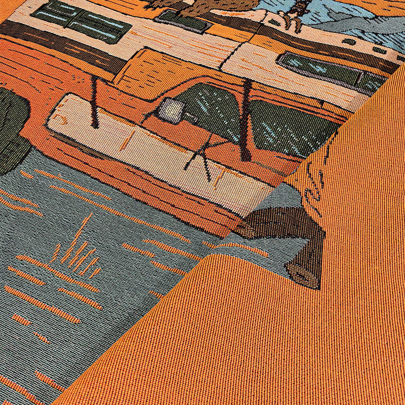 American Retro Sofa Blanket Bright Color Cartoon Abstract Cotton Blanket Single Position Sofa Blanket Wall Decorative Tapestry