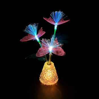 New Led Fiber Optic Light Water Ripple Base 3-Head Colorful Butterfly Interior Decoration USB Interface Colorful Night Light