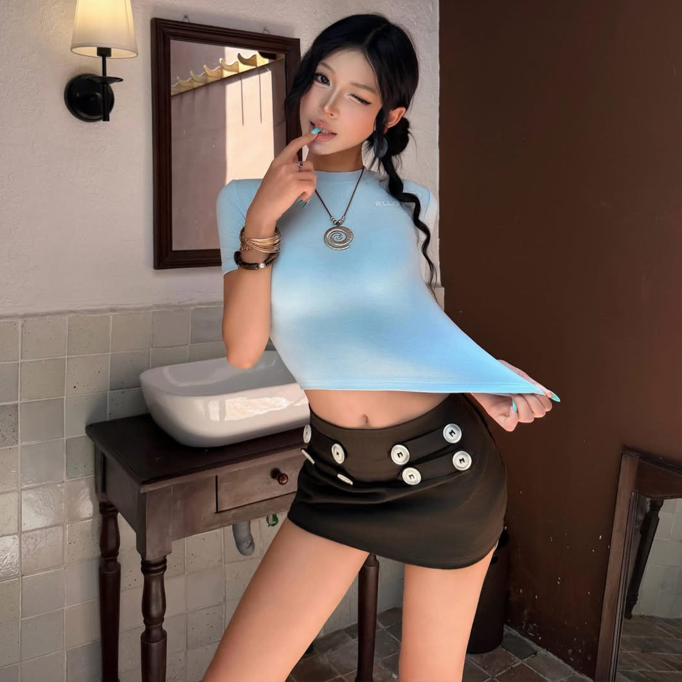 High Waisted Buttoned Mini Skirt Fashionable Trendy American Style Summer Wear for Women Wholesale Available