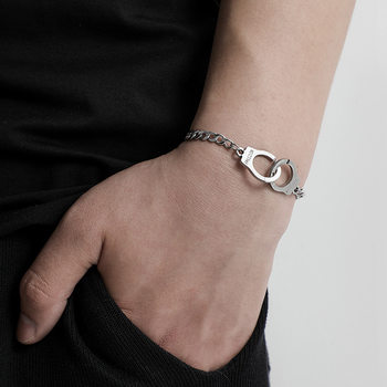 Personalized Creative Lettering Handcuffs Couple Bracelet European and American Cross-border Fashion Hip-hop Bracelet Simple Trend Bracelet Jewelry