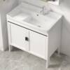 Carbon Fiber Laundry Cabinet Balcony Laundry Sink Ceramic Washbasin with Washboard Floor-Standing Washbasin Cabinet Combination
