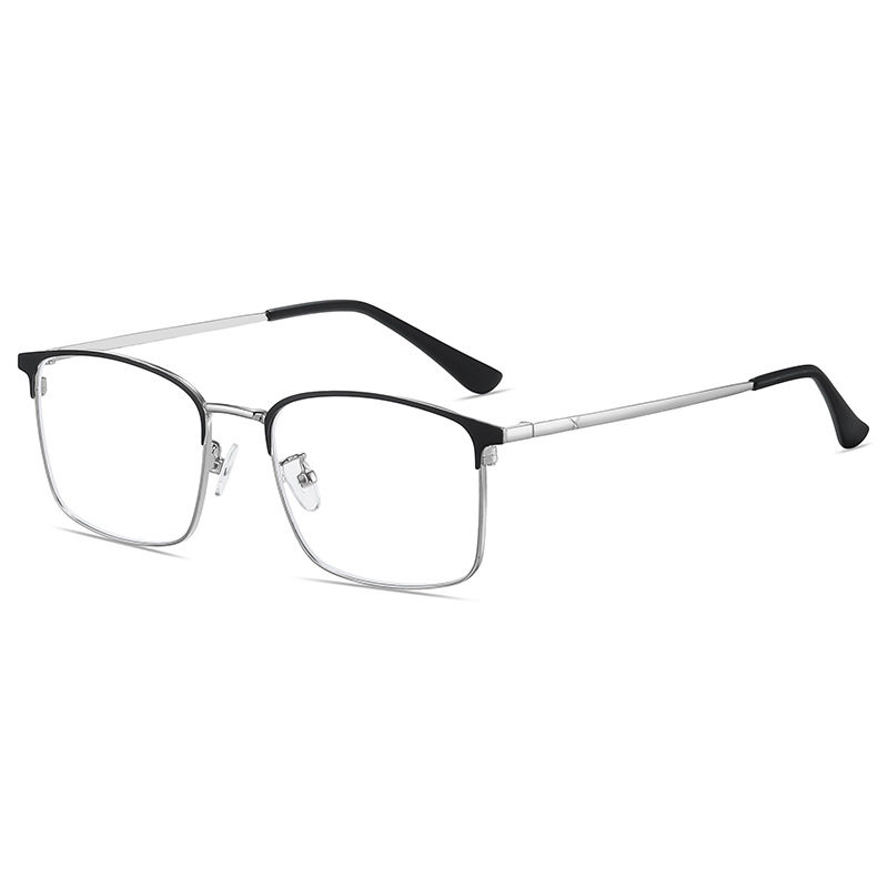 Fashionable New Glasses Frame Men's Business Metal Glasses Frame Can Be Equipped with Myopia Frame Anti-Blue Light Flat Mirror 6802