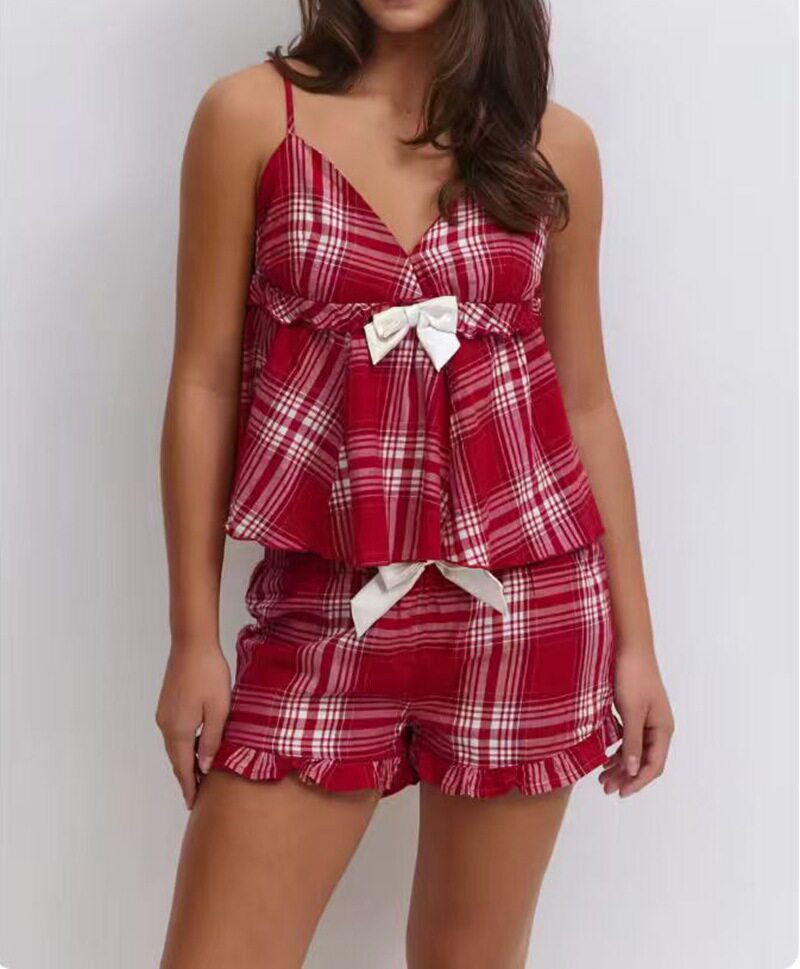 Womens Vintage Plaid Bow Detail Set Stylish Sexy Autumn Winter Fashion Perfect for Casual or Evening Wear