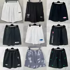 High-Quality Paris B Brand Shorts, Five-Point Length, 2025 New Model, Coca-Cola Wave Pattern Logo Embroidery, Loose Fit, Unisex