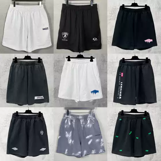 High-Quality Paris B Brand Shorts, Five-Point Length, 2025 New Model, Coca-Cola Wave Pattern Logo Embroidery, Loose Fit, Unisex