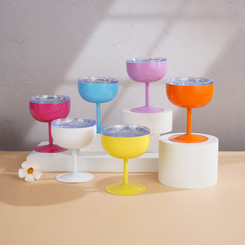 Amazon 5oz Cocktail Glass High-Looking Juice Cup 304 Stainless Steel Goblet Mini Double-Layer Shot Glass