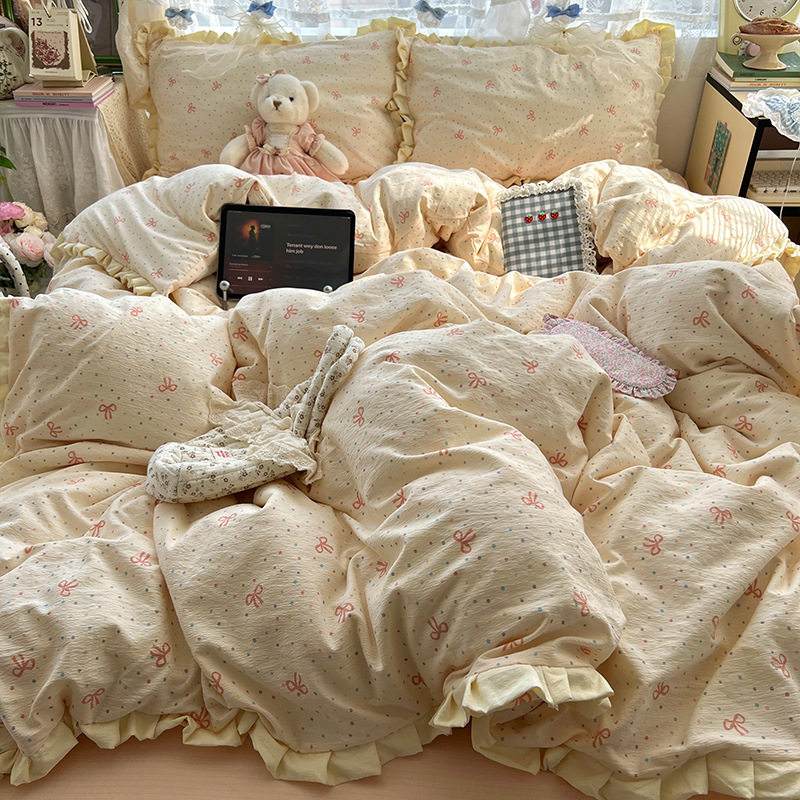 Insa Type Cotton Bed Four-Piece Set Pure Cotton 2025 New Mother and Baby Grade Bed Bed Sheets Quilt Cover Student Dormitory Three-Piece Set