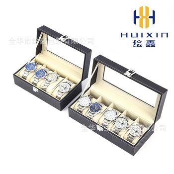 Cross-Border 4-Digit 5-Digit Watch Case Portable Leather Travel Anti-Fall Storage Box Dust-Proof Jewelry Display Box Manufacturer Wholesale