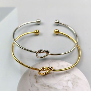 European and American Metal Love Knot Bracelet Women's DIY Bracelet Opening Golden Hand Jewelry Bridal Tribal Kink Bracelet