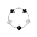 Silver black shell diamond bracelet