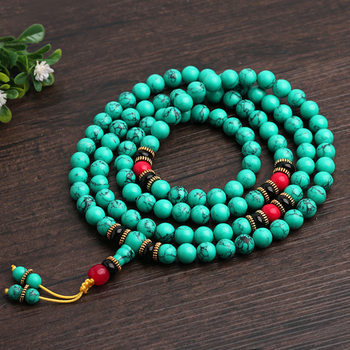 Turquoise Bracelet 8mm 108 Beads Rosary Bracelet Buddhist Beads Bohemian Style Live Jewelry Wholesale