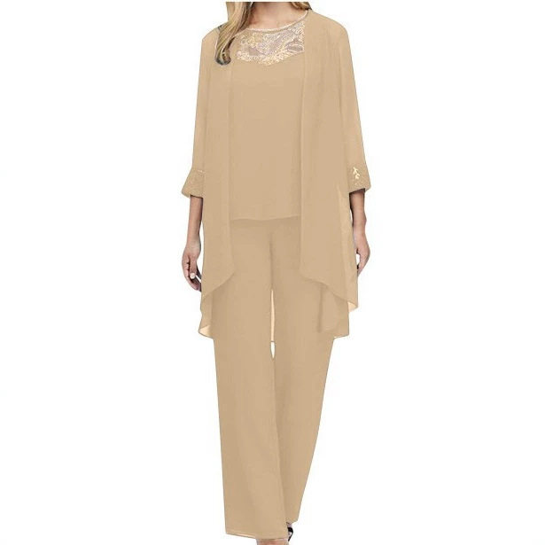 Lace Trimmed Three Piece Set Casual Slim Fit Solid Color Spring Summer Fashion for Women Wholesale Available