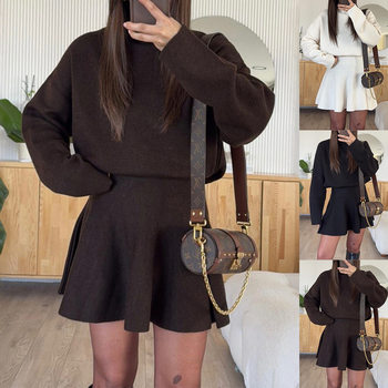 Ten Colors, Five Sizes, Women's Korean Style Sports Suit, Elegant Knitted Tk, Autumn and Winter European and American Women's Clothing, New Two-Piece Set for Women