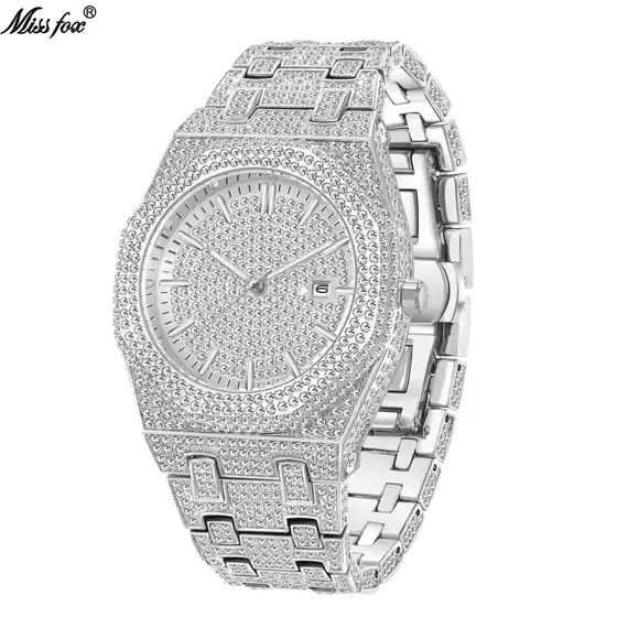 Cross-border supply of MISSFOX watches European and American hip-hop full-diamond Arab scale niche quartz men's watches