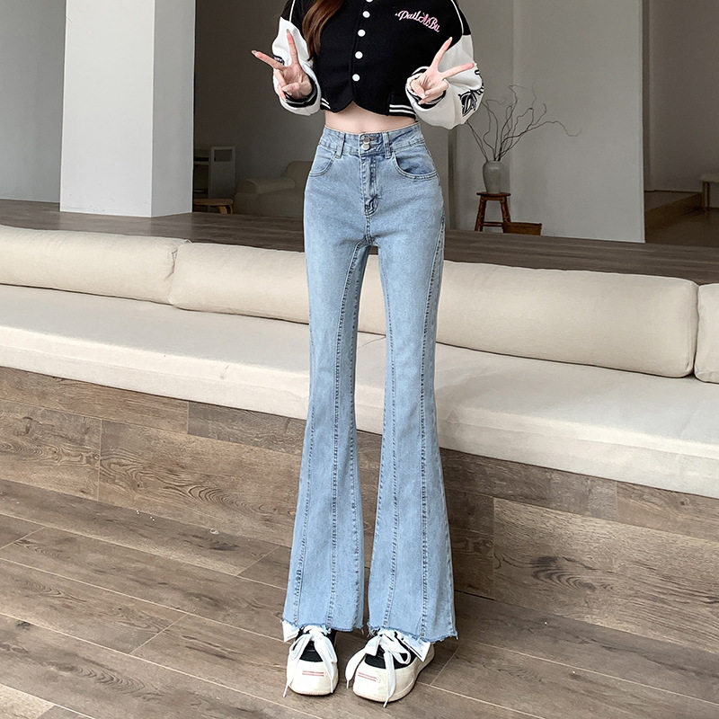 High Waisted Slimming Flare Jeans Womens Spring Fall Style Versatile Straight Leg Wide Leg Trousers Wholesale Available