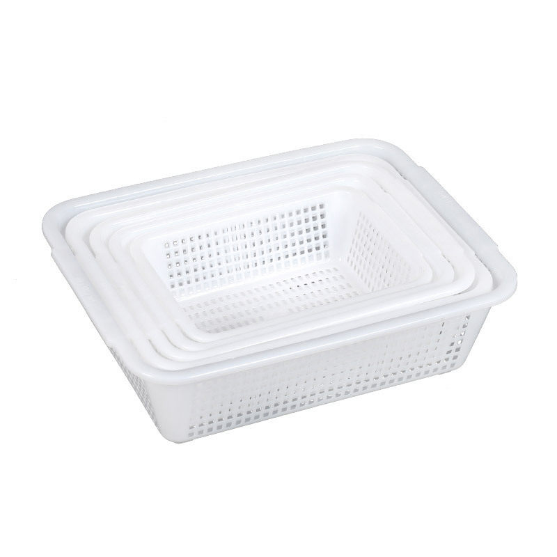 Plastic hollow storage basket rectangular square sieve kitchen fruit and vegetable washing and draining basket distribution sorting storage basket wholesale