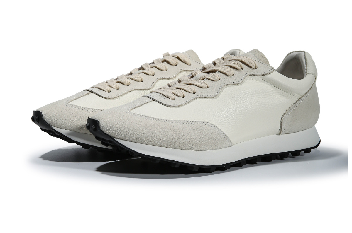 Giày sneaker nam da bò thật phối âu phong cách thể thao — Màu trắng