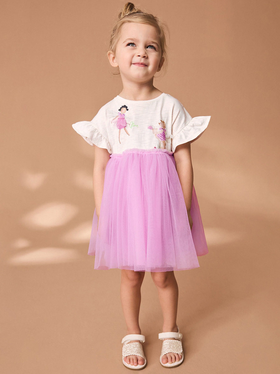 New Sweet Girls' Princess Dress, Cute Tulle Kids' Skirt, Summer Short-sleeve Dress
