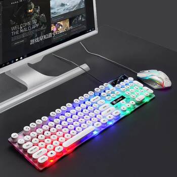 Wired Keyboard and Mouse Set Luminous Computer Desktop Backlight Game Real Mechanical Feel Notebook USB External
