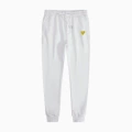 White sweatpants with gold eyelet detailing