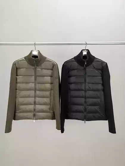[In Stock] 2025 Autumn/Winter Men's & Women's Patchwork Knit Down Jacket Slim Fit Stand Collar Lightweight Fashion Coat