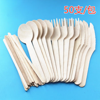 Disposable spoon disposable wooden fork wooden spoon wooden knife 50 wooden spoon coffee stick dessert spoon