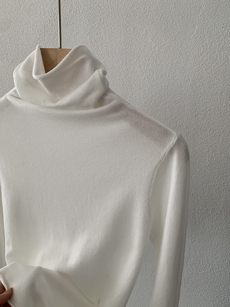 欧玛莱 柔软堆堆领纯色长袖安迪绒修身显瘦针织打底衫上衣女 4793