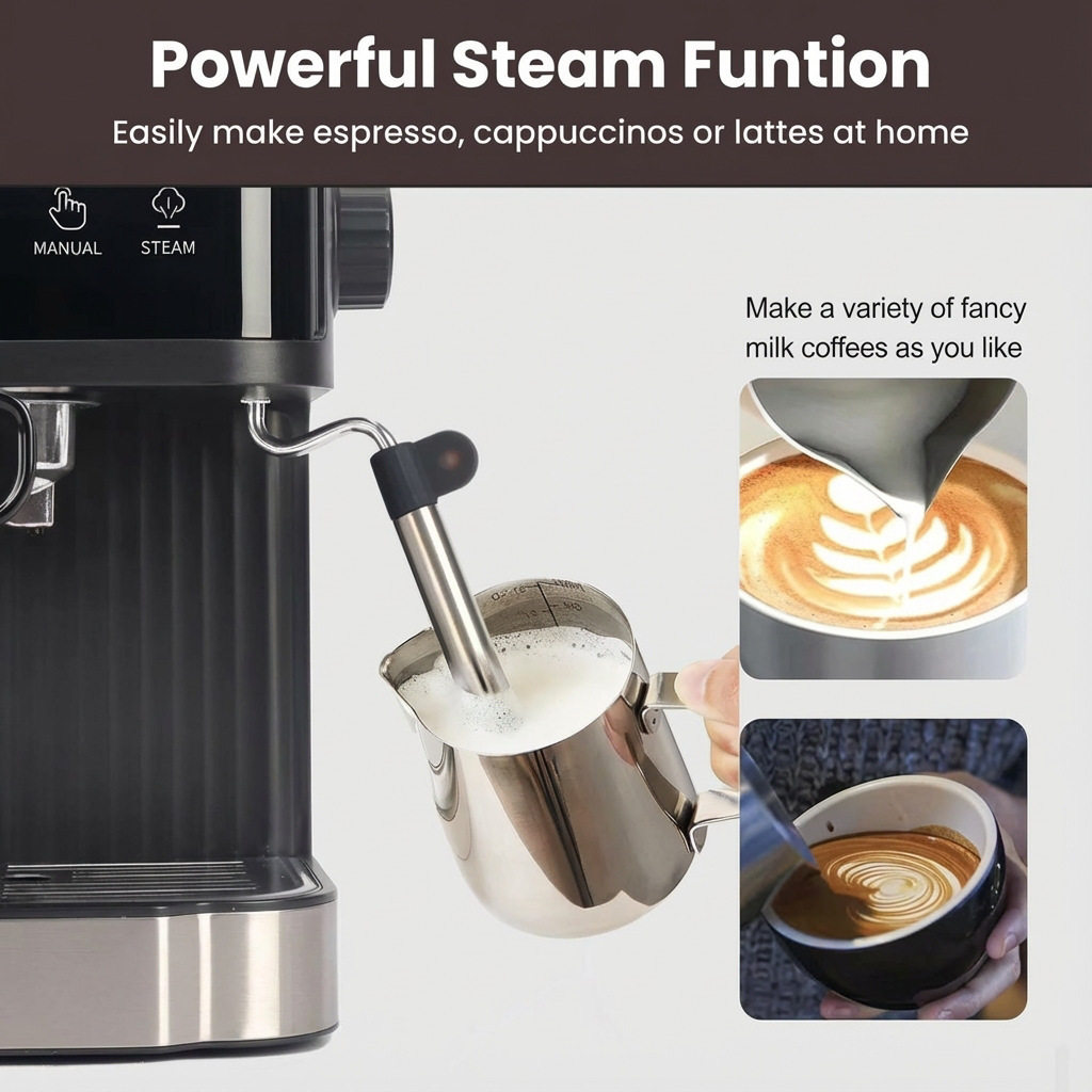 Espresso Machine espresso coffee machine household small semi-automatic 20Bar coffee machine milk foam cross border
