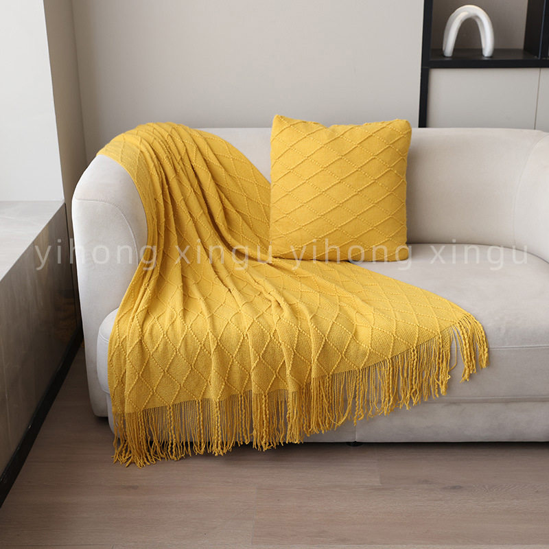 Cross-border Knitted Blanket Office Nap Blanket Leisure Sofa Cover Blanket Hotel Homestay Decorative Bed Tail Towel