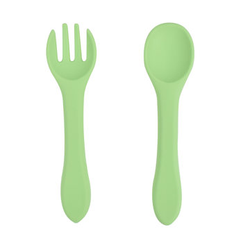 Food Grade Full Silicone Spoon and Fork Kidsren's Silicone Tableware Baby Food Supplement Fork and Spoon Set Food Supplement Soft Spoon