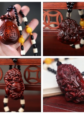小叶紫檀葫芦雕刻挂件貔貅木质文玩手把件家居摆件景区热卖工艺品