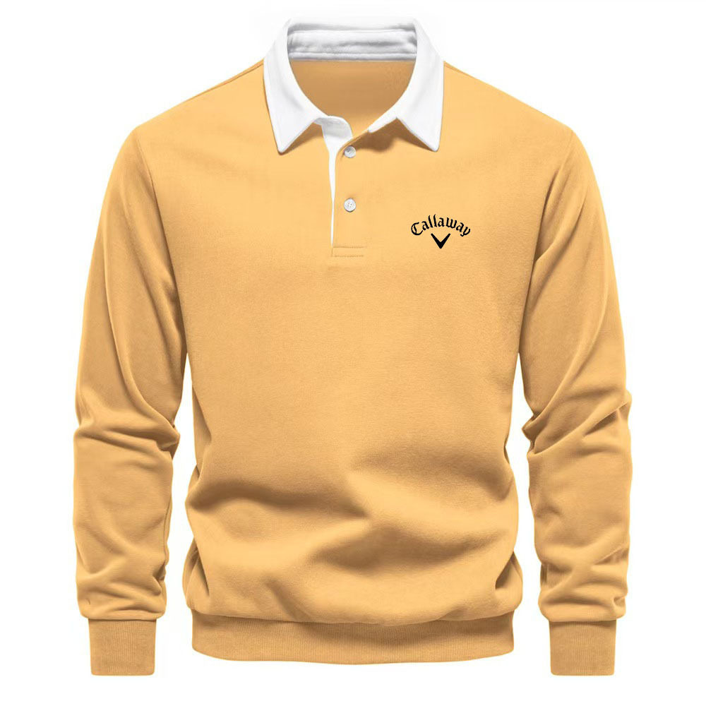 2025新款跨境秋季男装长袖Polo领欧码外贸翻领高品休闲百搭t恤