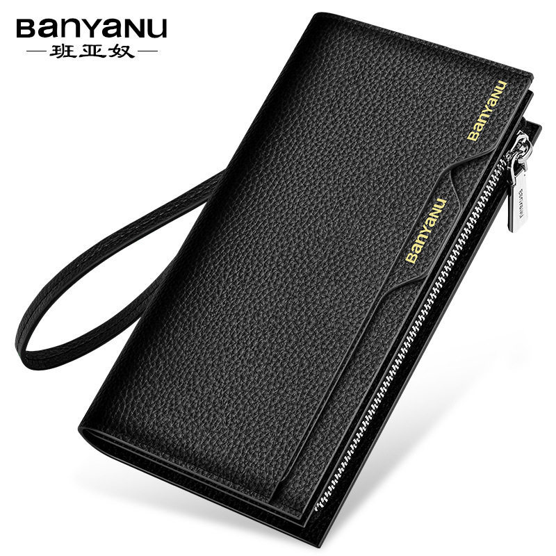 Guangzhou Cross-Border Genuine Leather Men's Wallet 2025 New Long Multi-Card Slot Large Capacity Clutch Bag Card Holder Wallet Wholesale