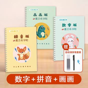 Children's Magic Practice Copybook Wholesale Primary School Kindergarten Baby Enlightenment Preschool Pinyin Number Groove Practice Copybook