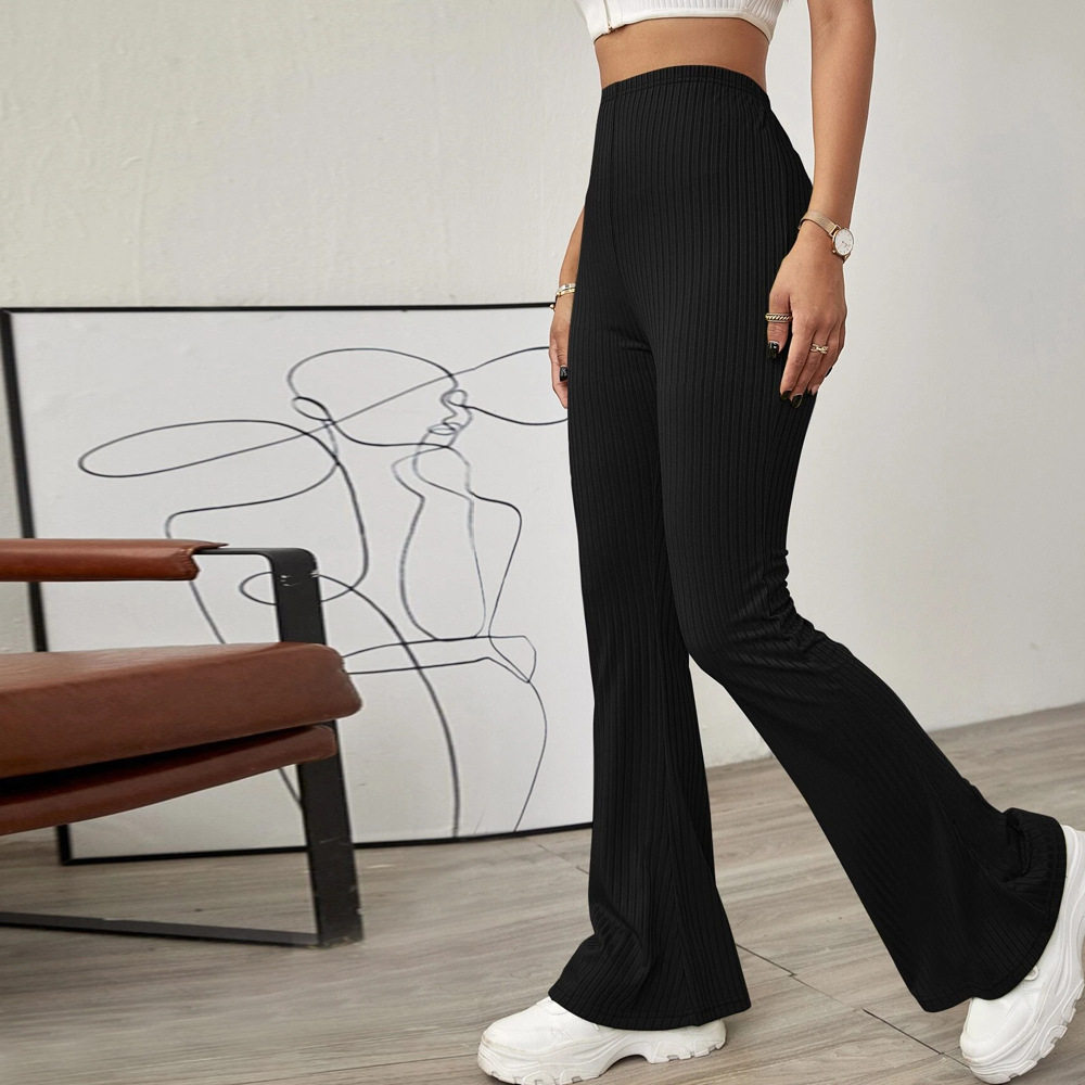 High Waisted Knit Flare Pants Slim Fit Comfortable Lightweight Spring Summer Casual Wear Wholesale Available